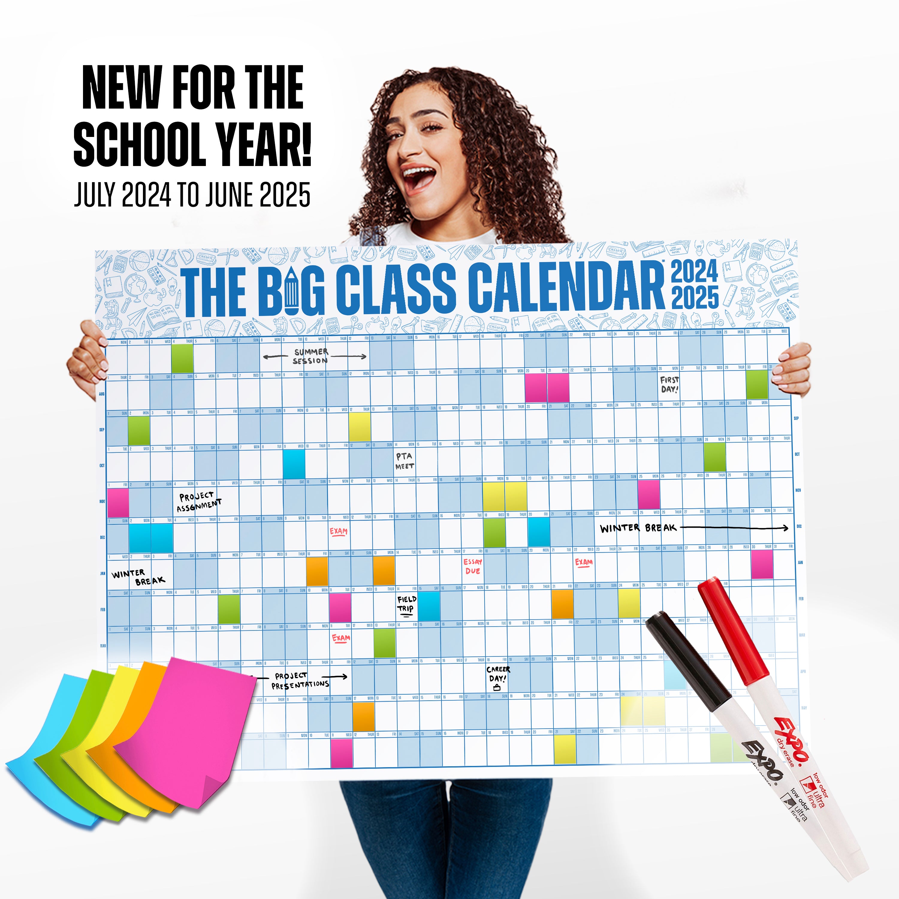 The Big Class School Year (July 2024 – June 2025) Calendar - Dry Erase