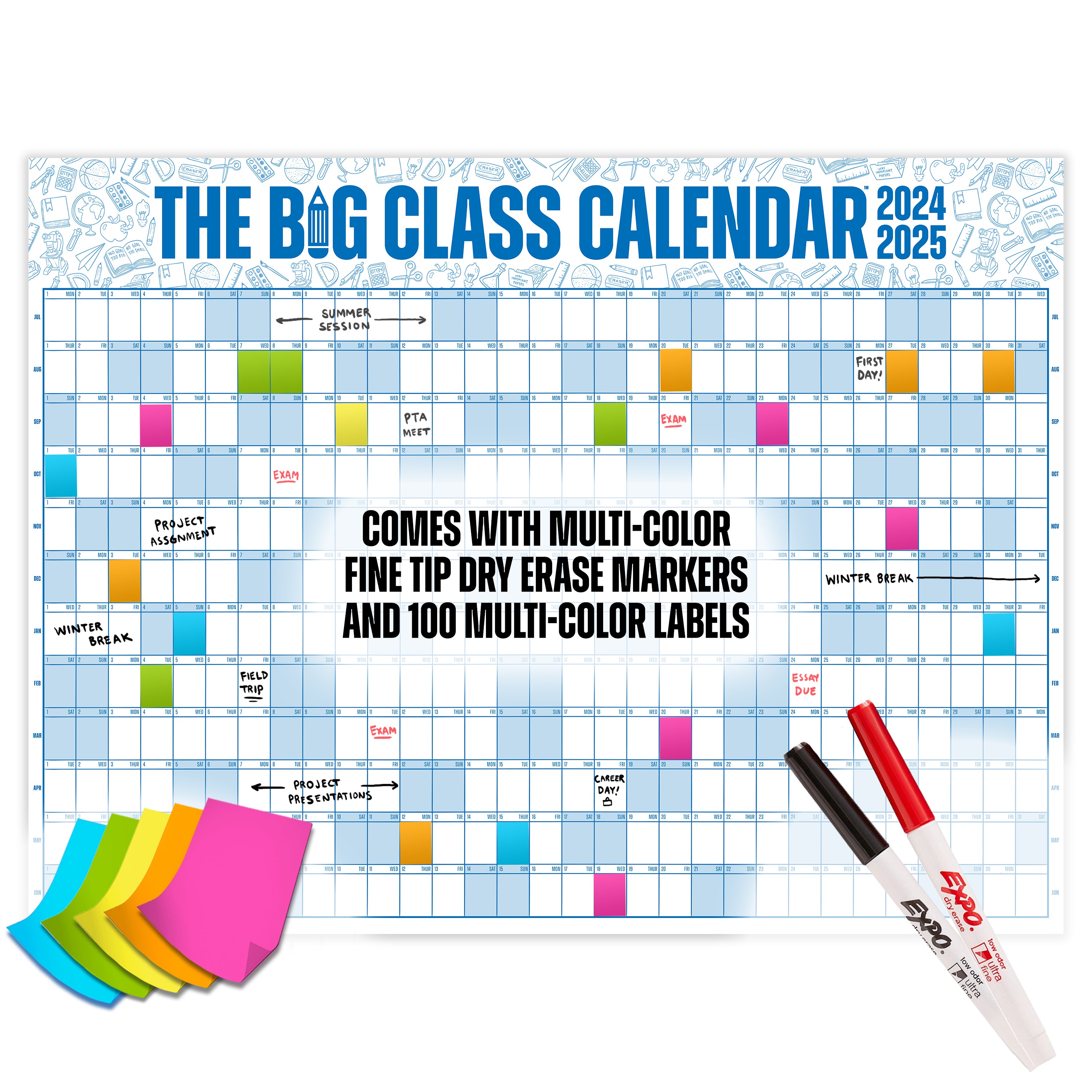 The Big Class School Year (July 2024 – June 2025) Calendar - Dry Erase